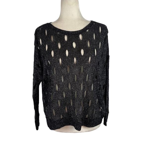 Generation Love Metallic Shimmer Glitter Cut Out Pullover Sweater Jumper XS/S - Picture 1 of 15